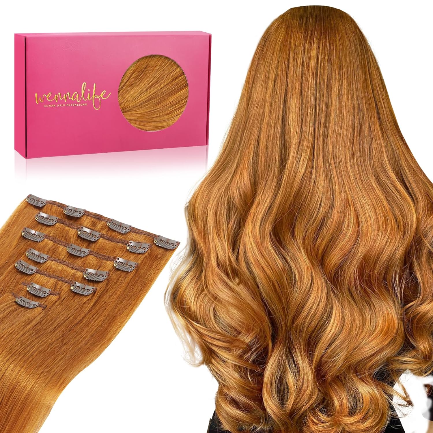 WENNALIFE Clip in Hair Extensions Real Human Hair