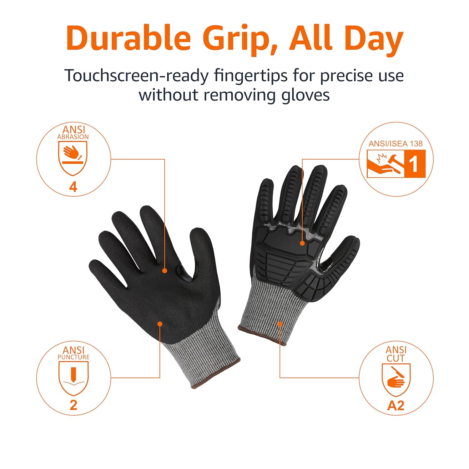 Cut Level A2, ANSI Level A4, Impact Protection Gloves