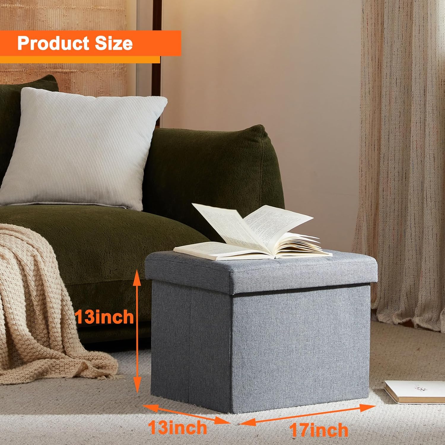 ALASDO Storage Ottoman Footrest Stool Small Ottoman