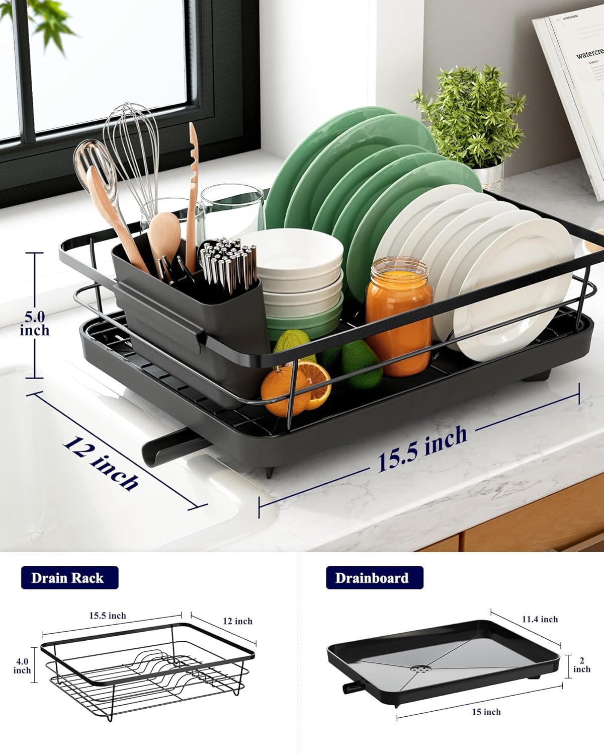Kitsure Dish Drying Rack for Kitchen Counter