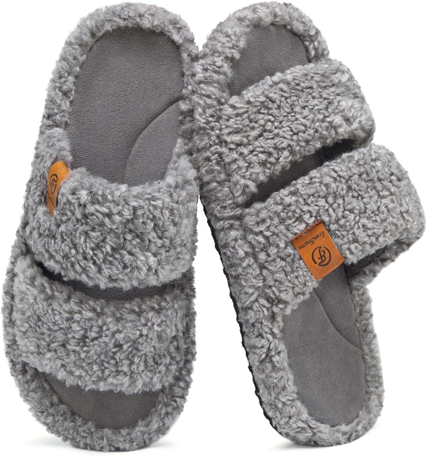 EverFoams Womens Fuzzy Open-toe Slippers
