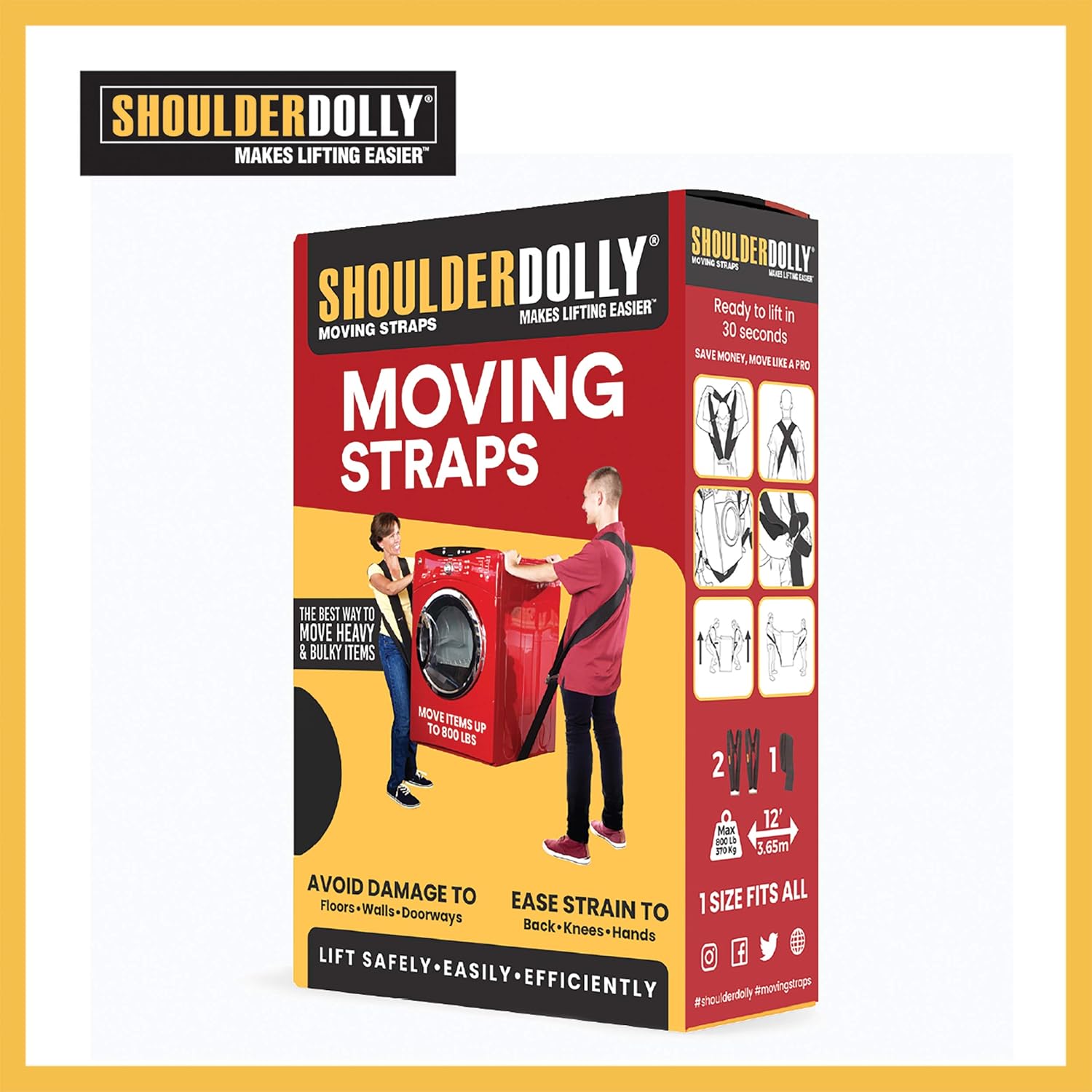 Shoulder Dolly Moving Straps Lifting Strap for 2 Movers