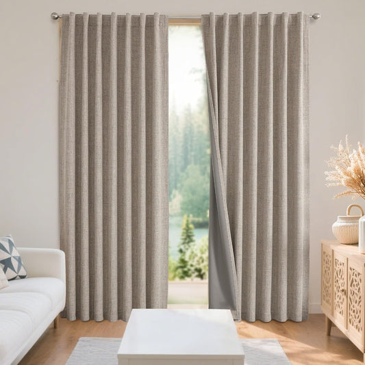Joydeco 100% Blackout Linen Curtains