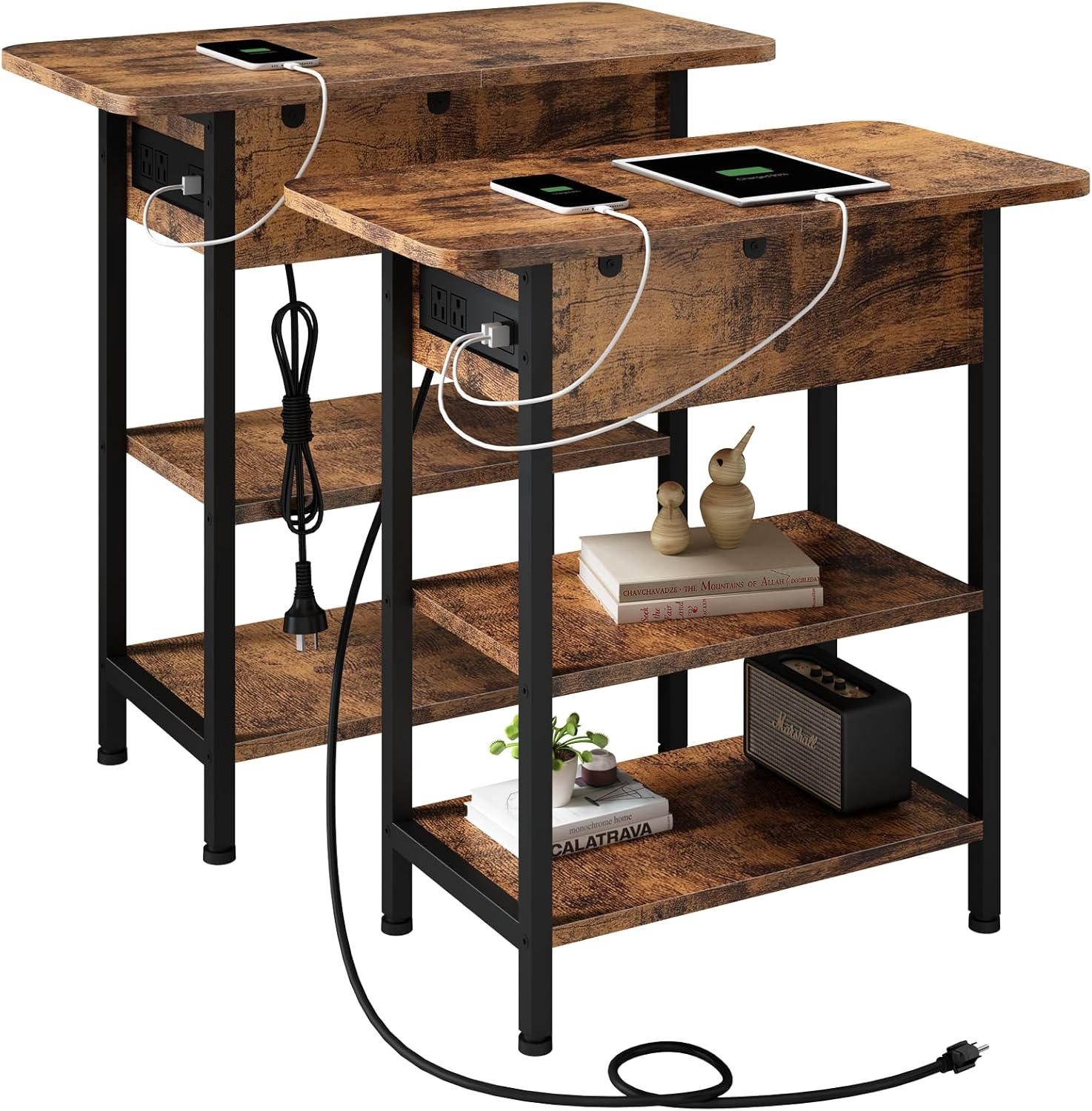 LIDYUK End Table with Charging Station