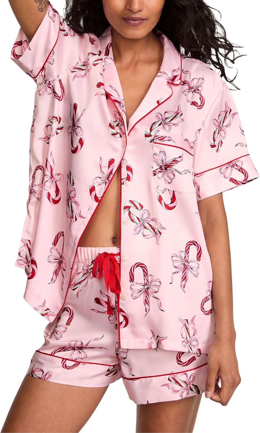 Victoria's Secret Satin Pajama Set Short Sleeve Button Down