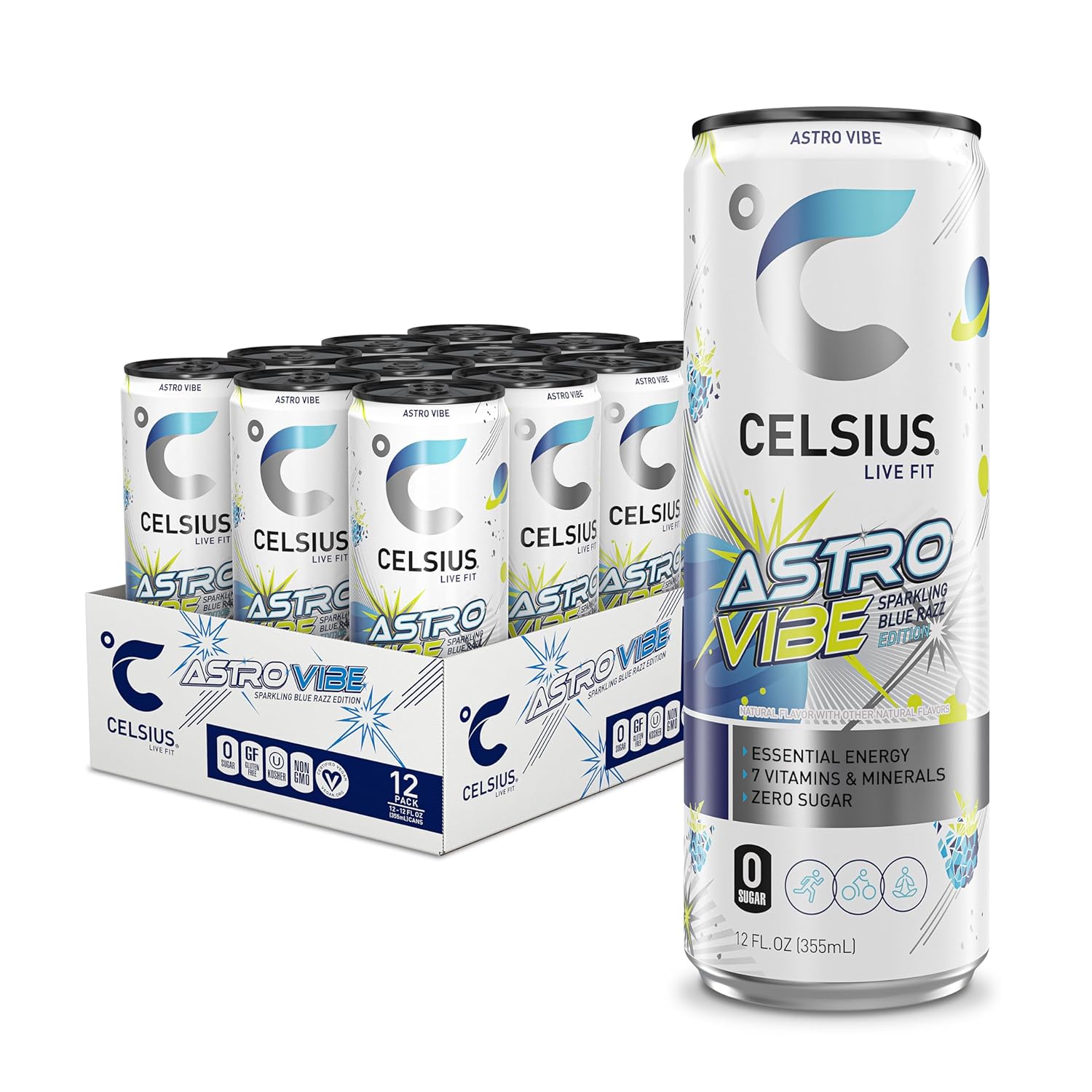 CELSIUS Sparkling Peach Vibe Energy Drink 12 pack