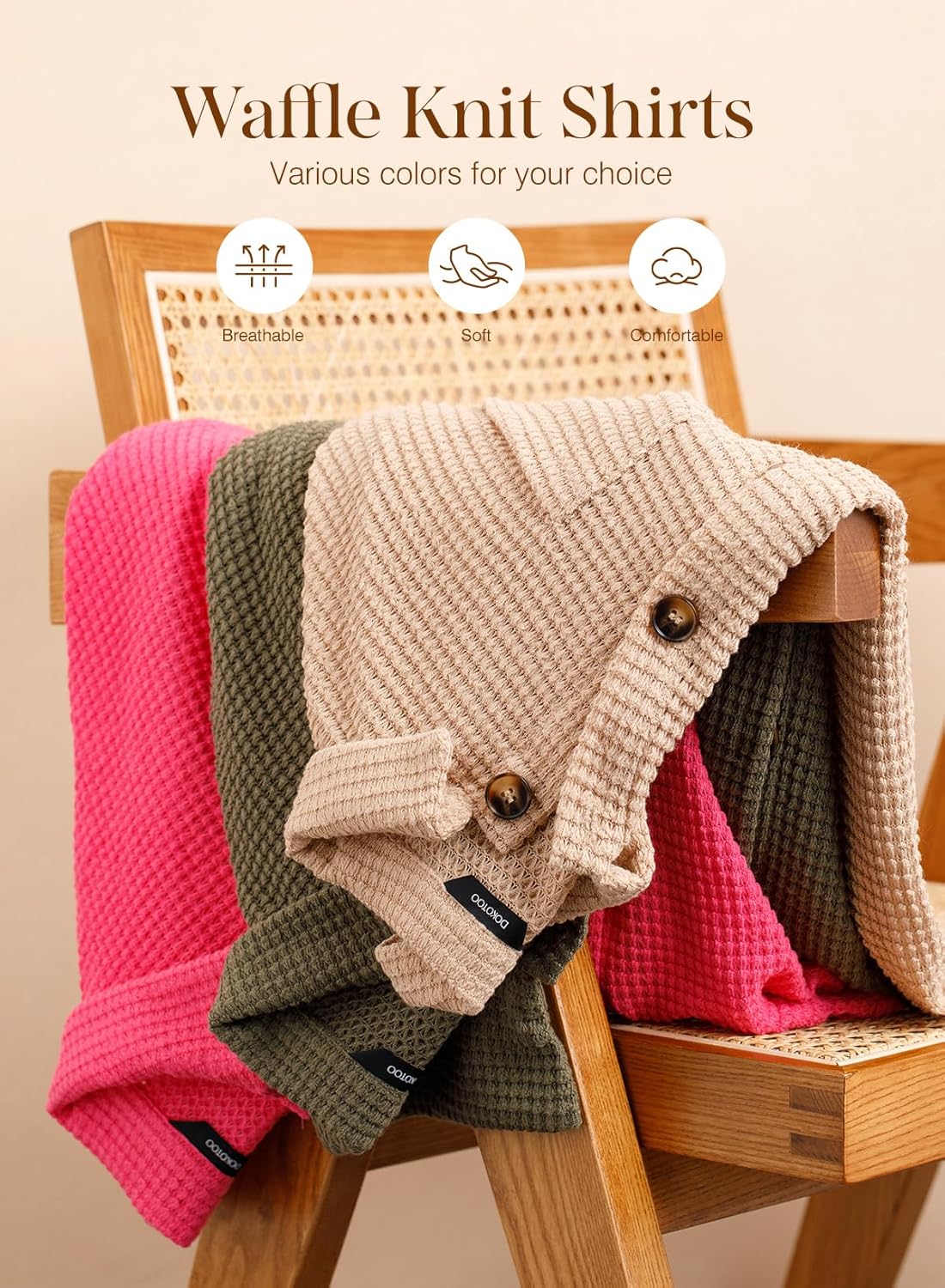 Dokotoo Womens Waffle Knit Shacket Jacket