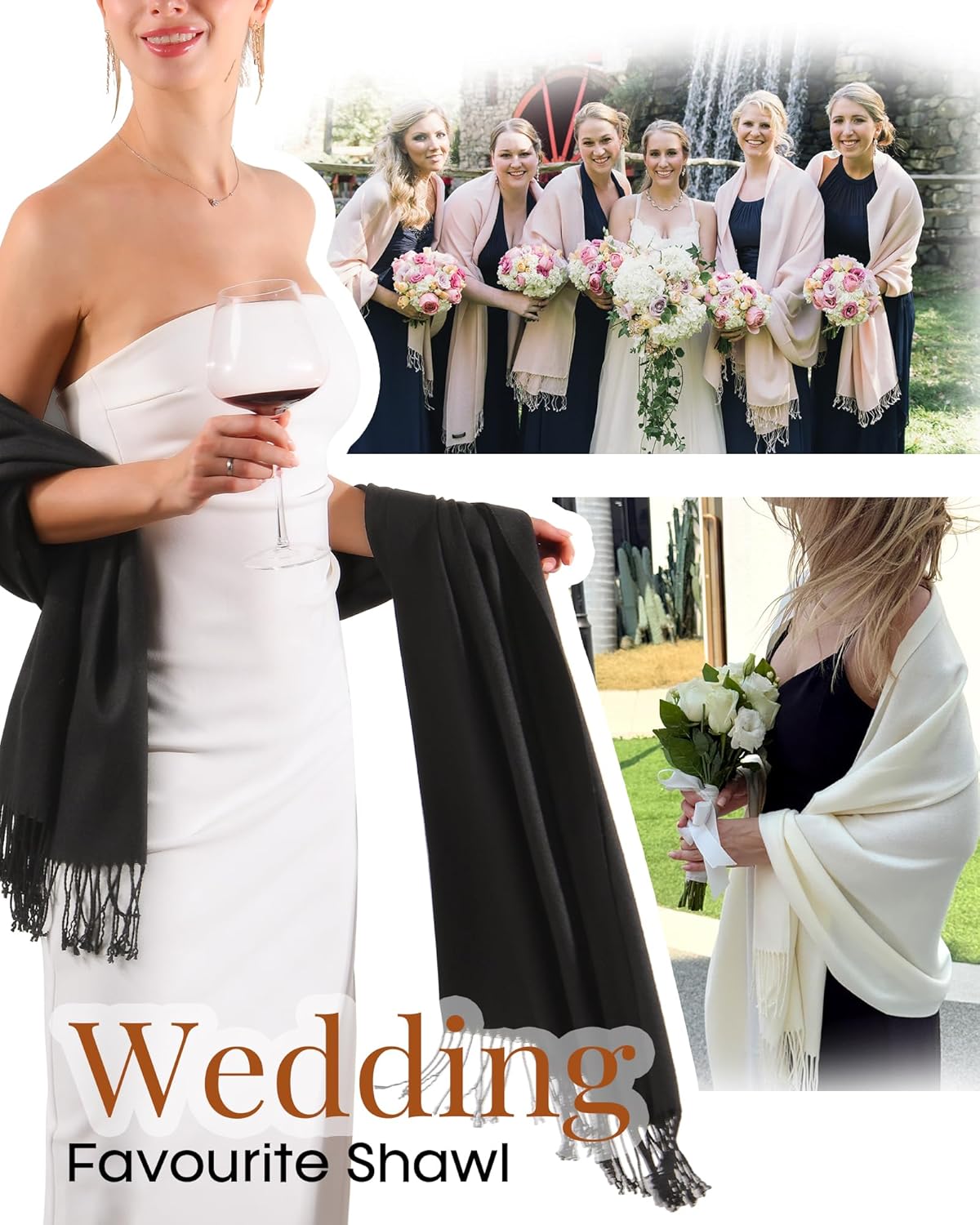 FURTALK Pashmina Shawls and Wraps for Evening Dress