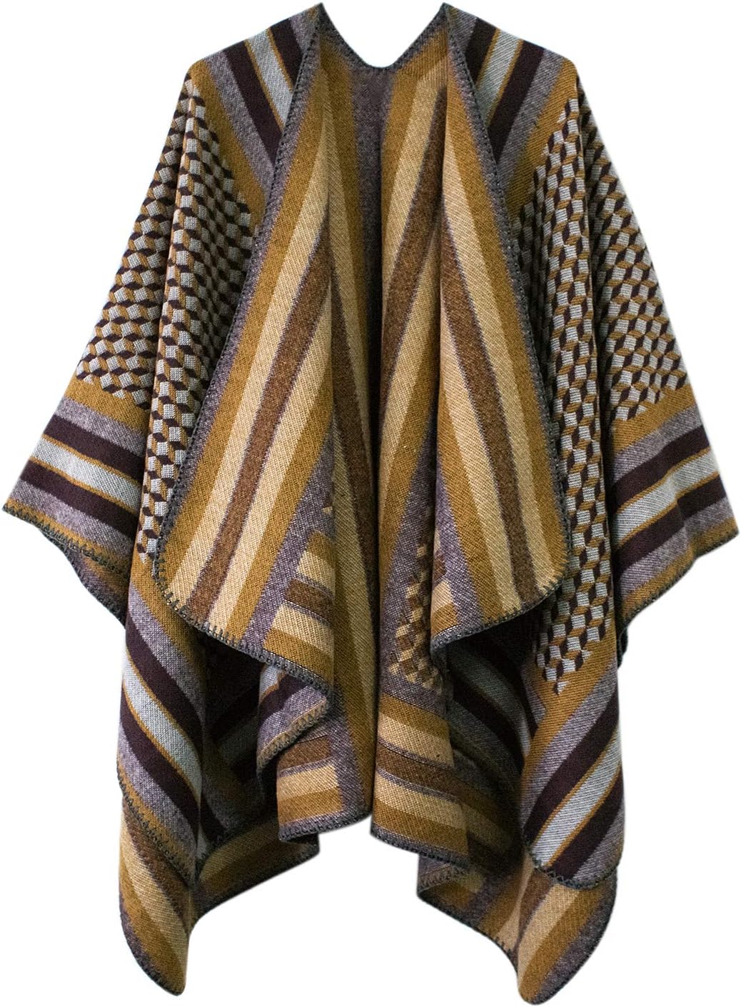 Vintage Pattern Poncho Cape for Women