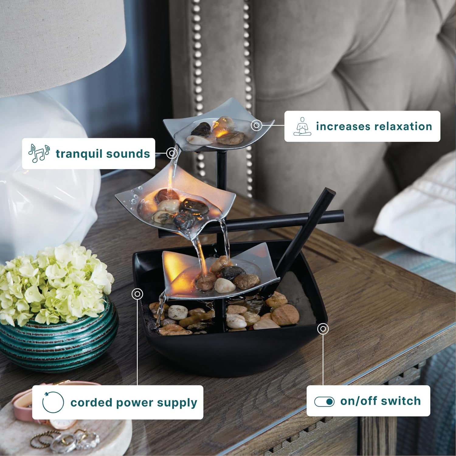 Homedics Tabletop Water Fountain Home Décor