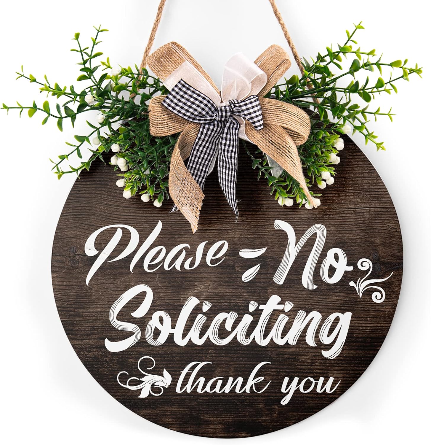 Round Wooden Farmhouse Welcome Door Sign