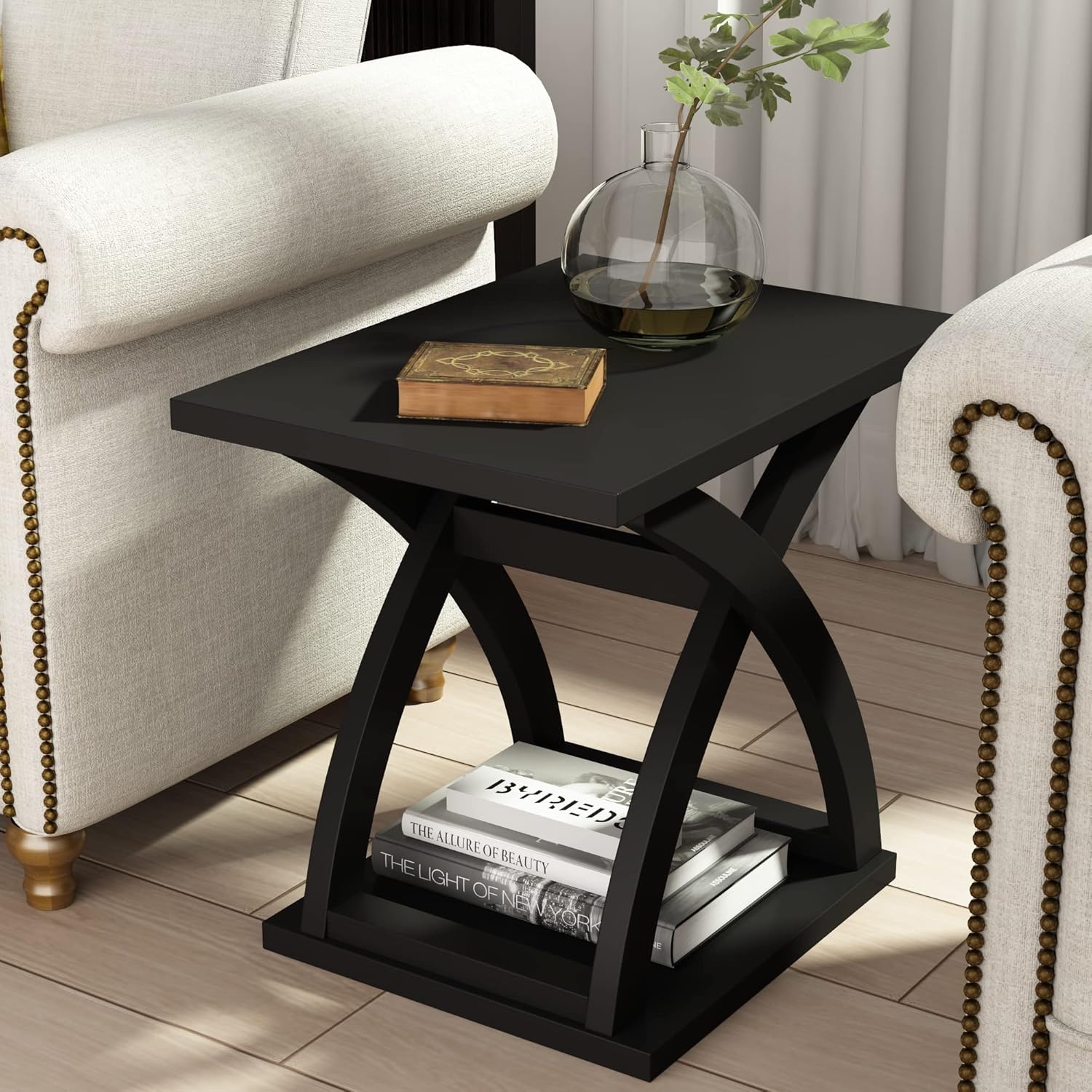 ChooChoo End Side Modern End Table with Storage Shelf