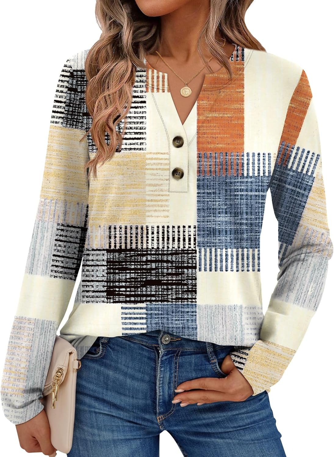 AUTOMET Women’s Long Sleeve Henley Tops Fall