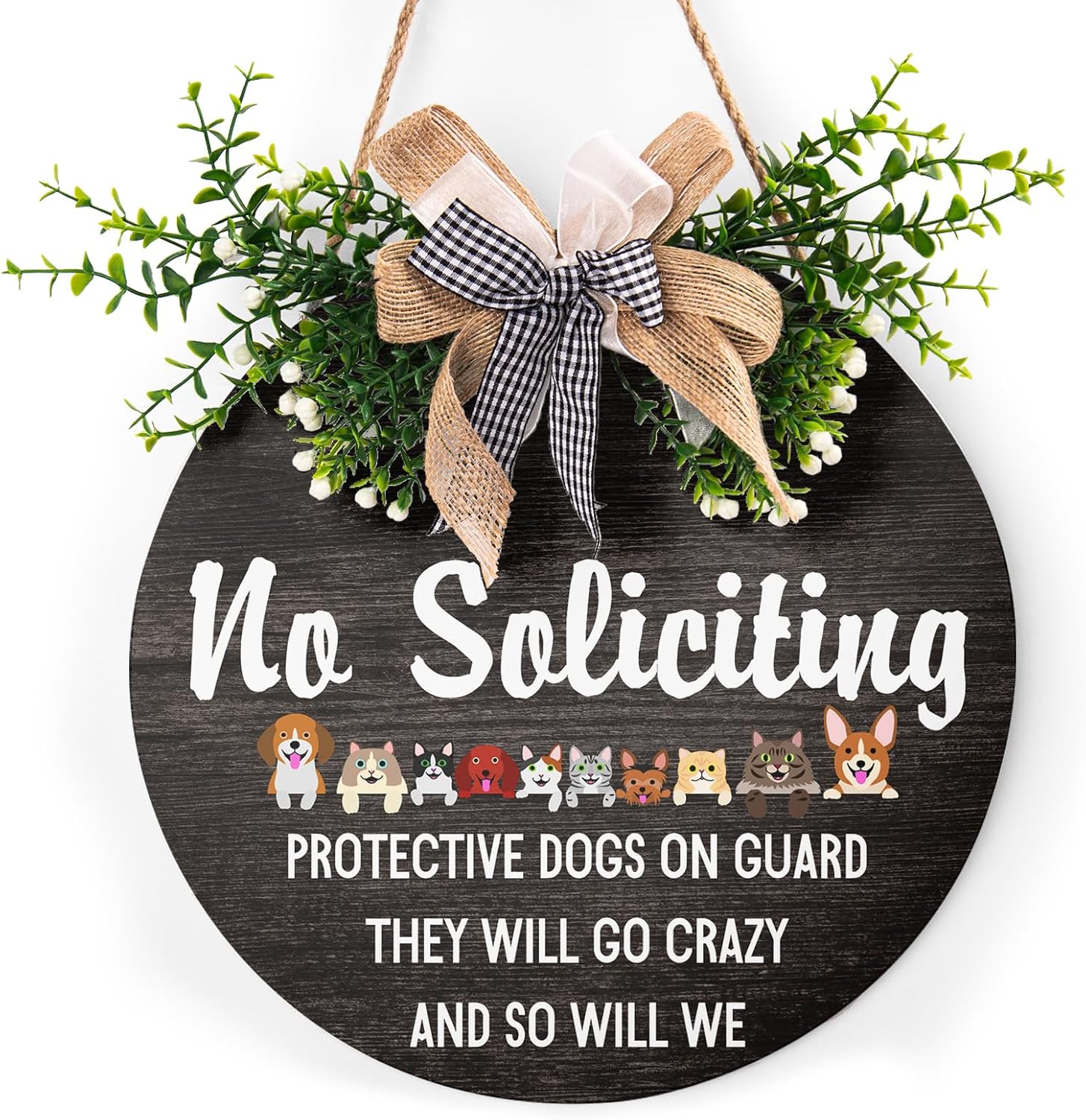 Round Wooden Farmhouse Welcome Door Sign