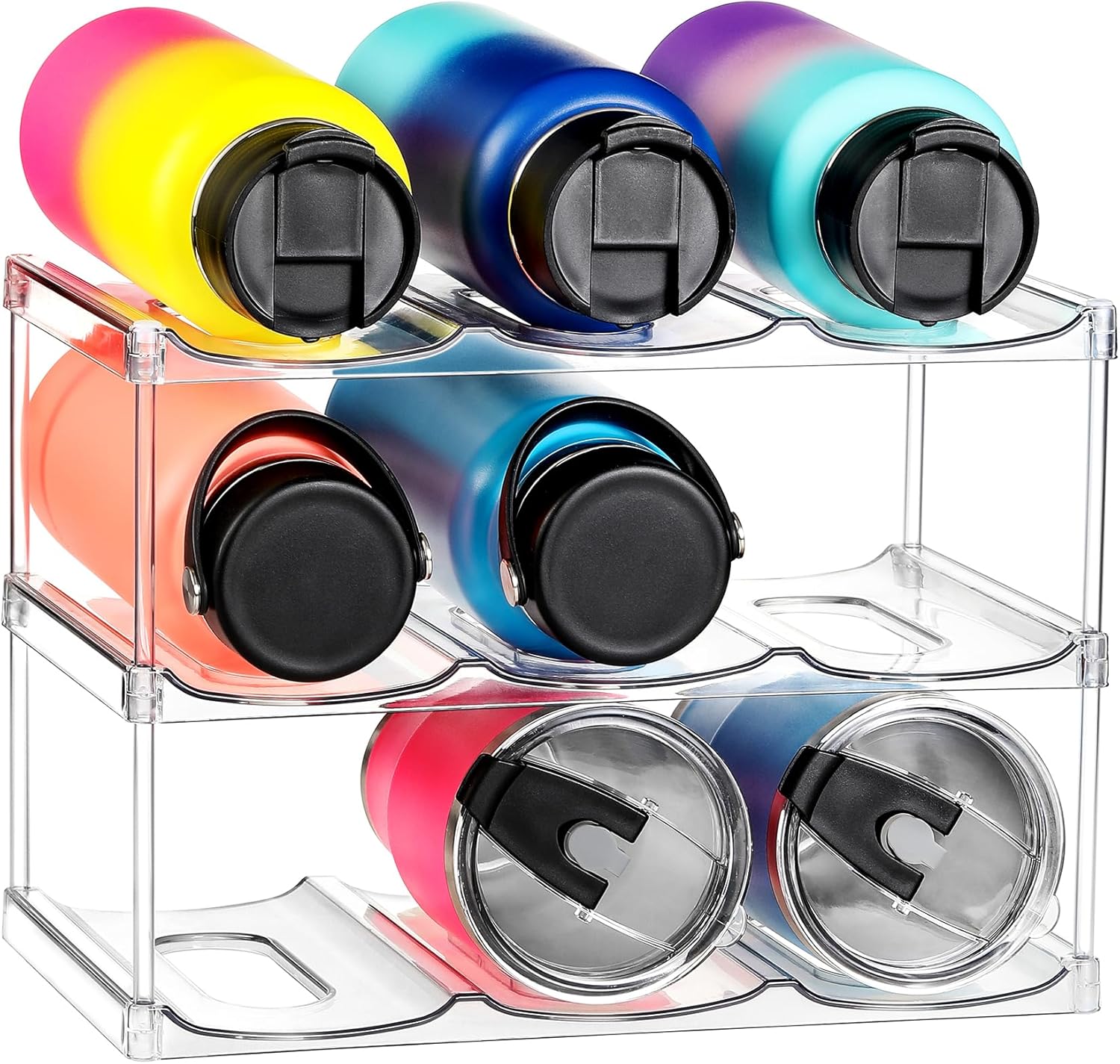 LARGER Compartment - Stackable Water Bottle Organizer Holder