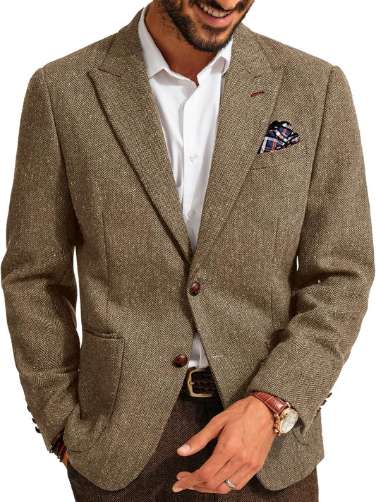 PJ PAUL JONES Mens Blazer Vintage Herringbone Tweed