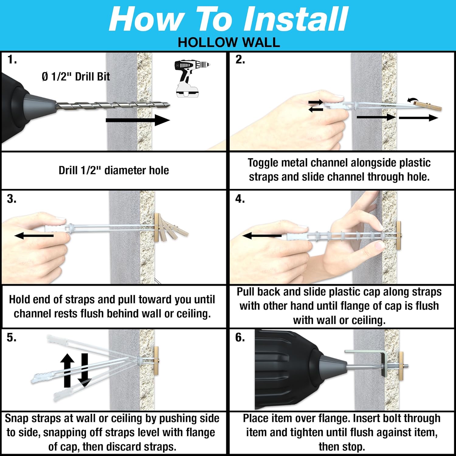 Zinc Plated Toggle Bolts for Hollow Walls