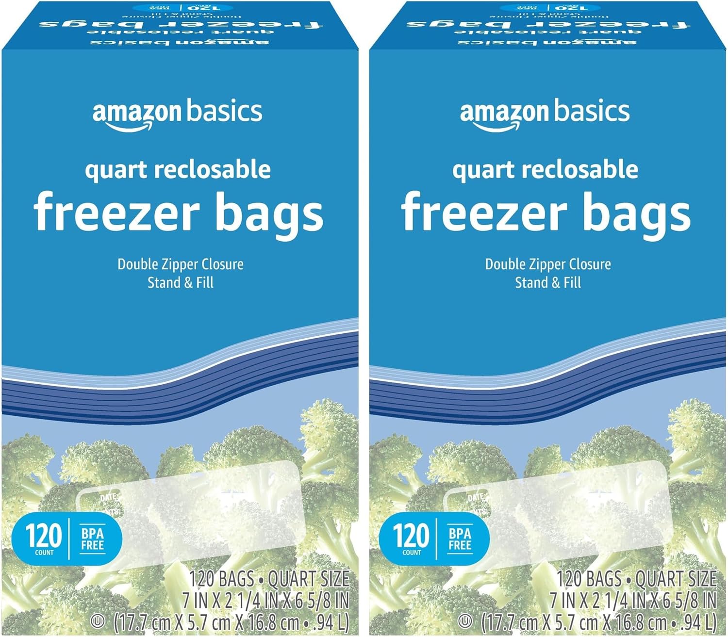 Amazon Basics Reclosable Freezer Quart Bags