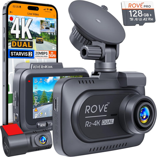 ROVE R2-4K Dual Dash Cam – 4K Front/Rear