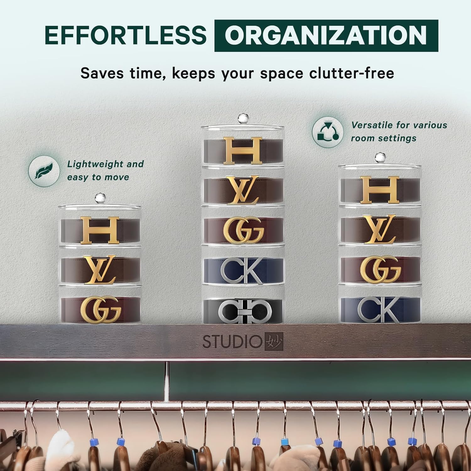 Acrylic Belt Organizer Closet Accessories for Jewelry