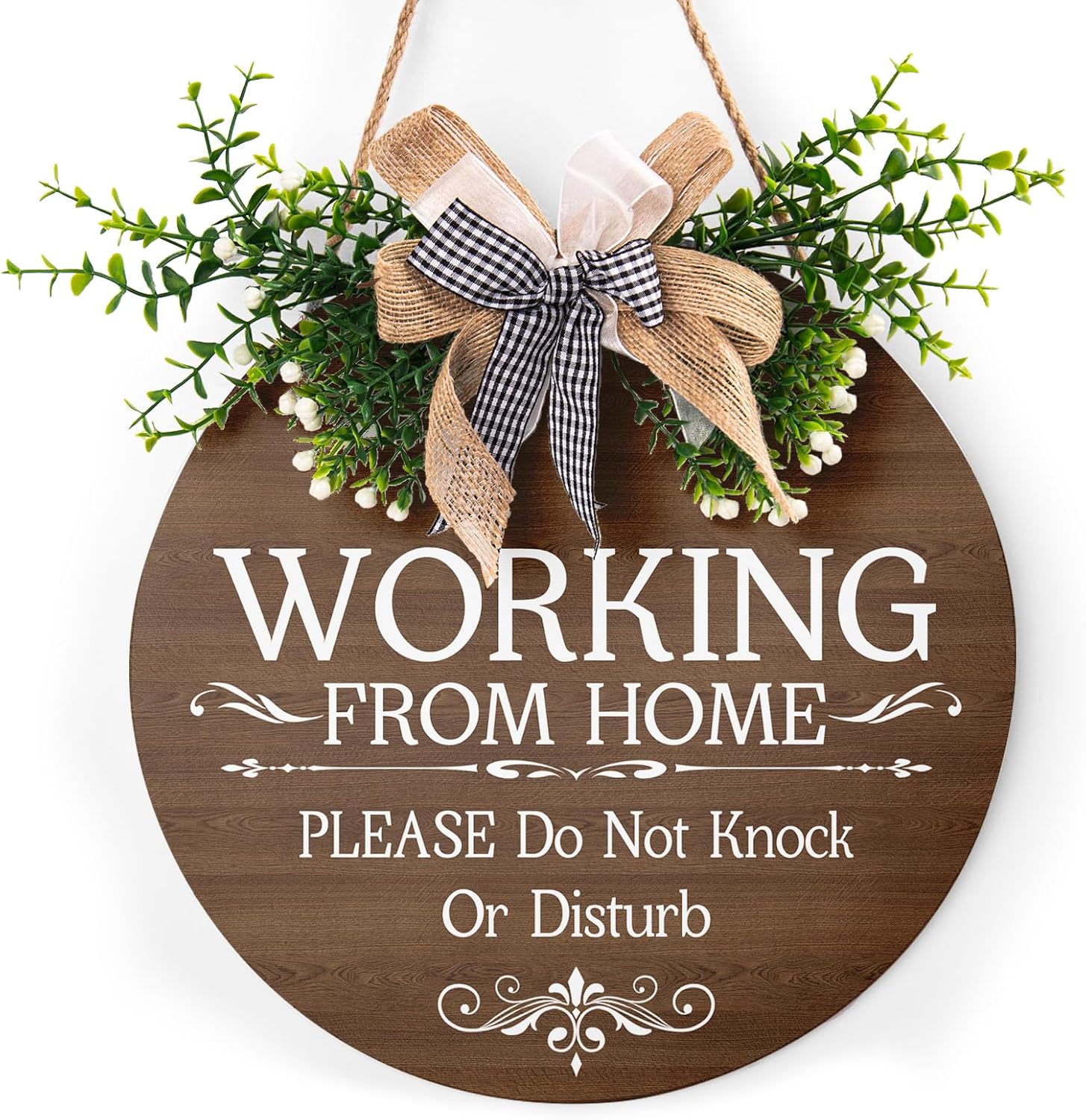 Round Wooden Farmhouse Welcome Door Sign
