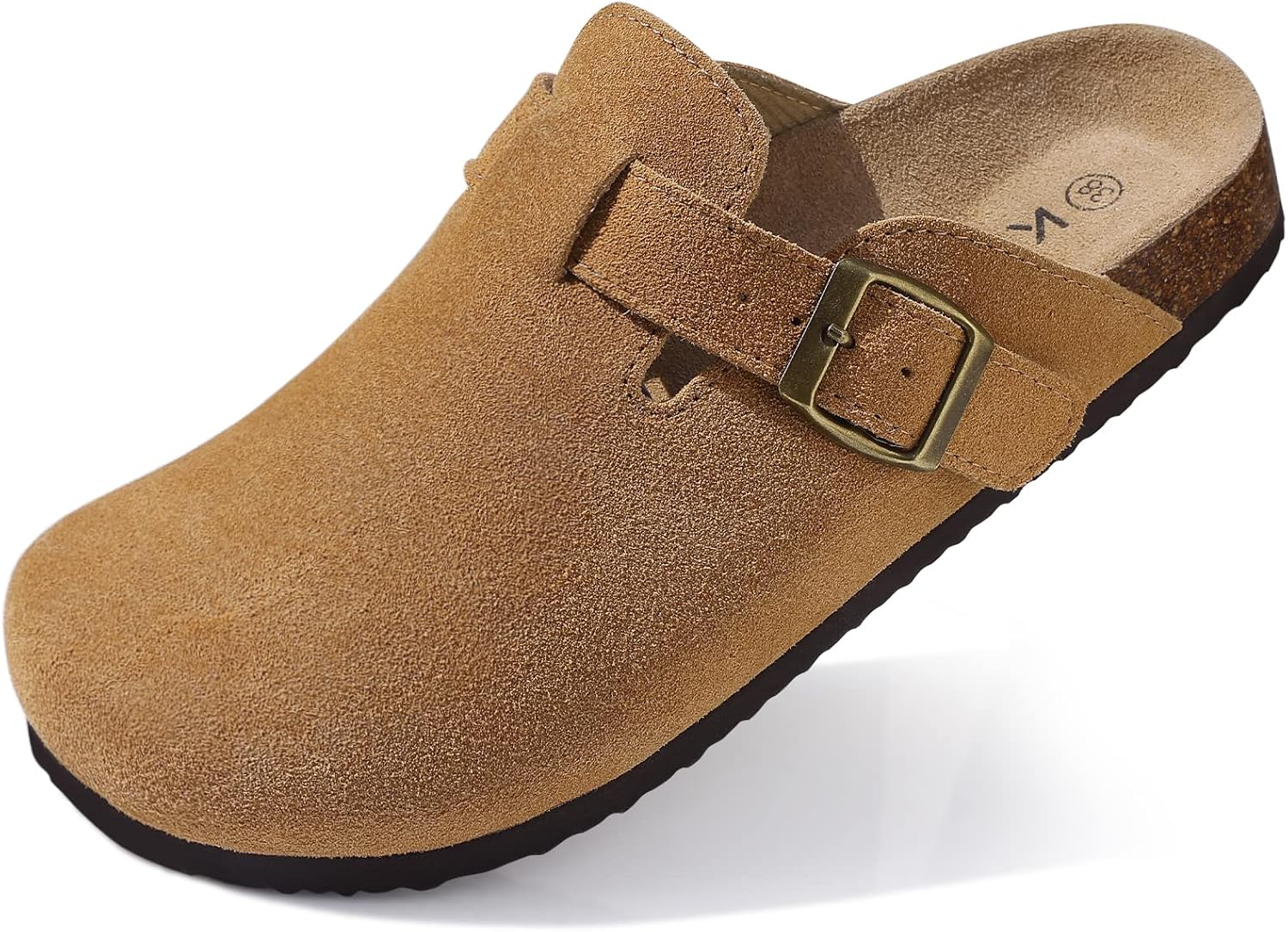 KIDMI Genuine Suede Clogs for Women Cork Footbed Sandals