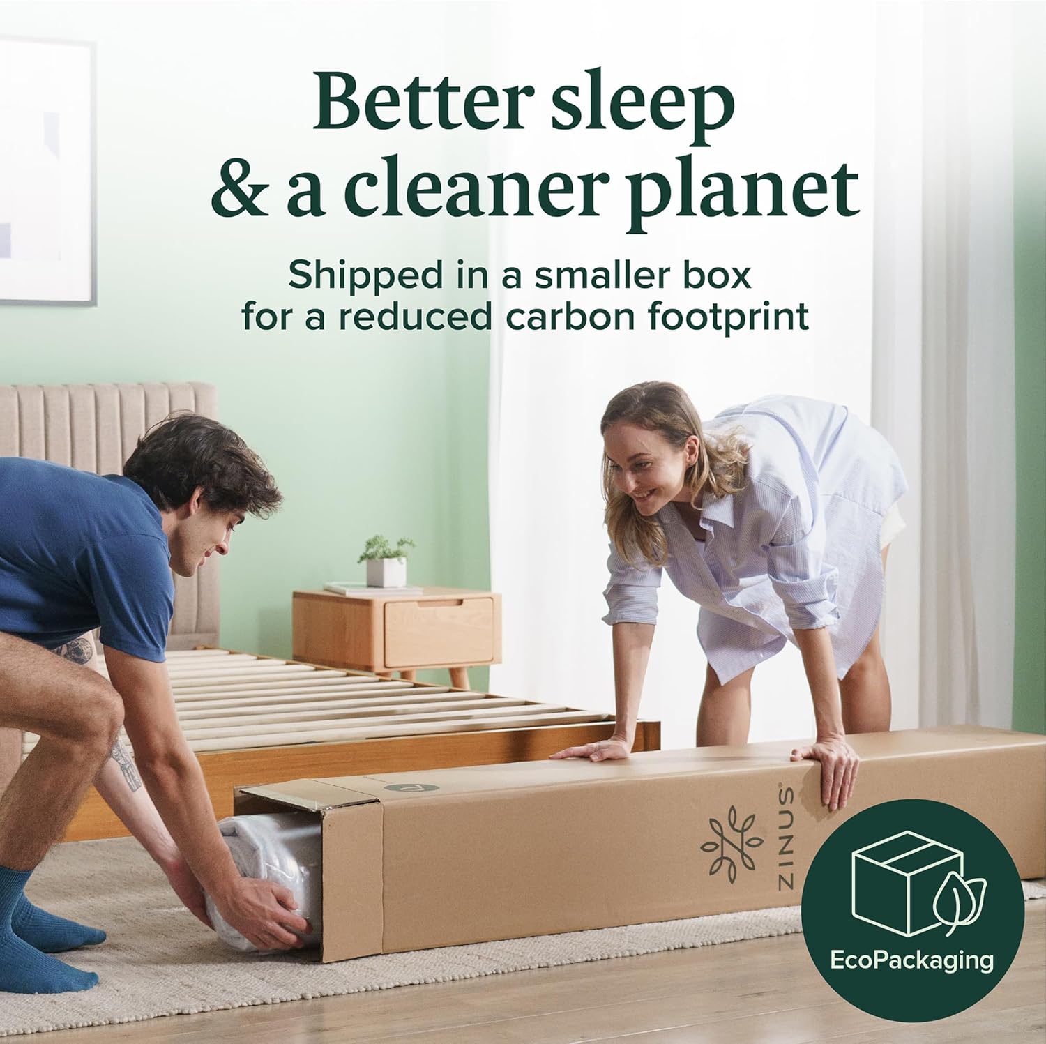 ZINUS 6 Inch Twin Green Tea Memory Foam Mattress