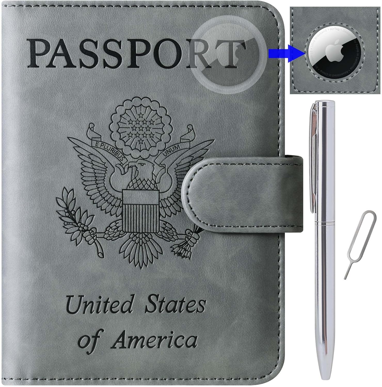 Airtag Passport Holder Cover Wallet Travel Essentials Leather