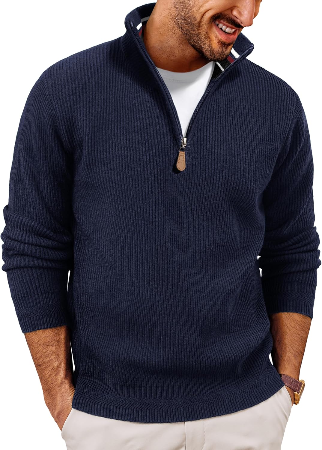 PJ PAUL JONES Mens Quarter Zip Pullover Sweaters