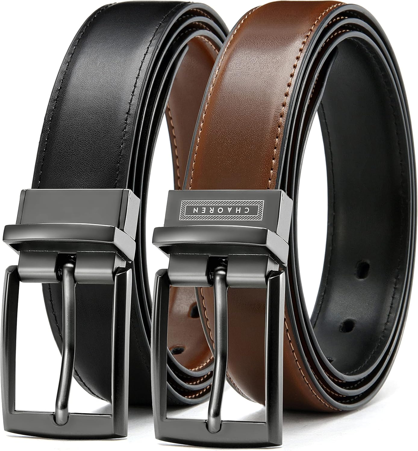 CHAOREN Boys Reversible Leather Belt Kids Dress Belt