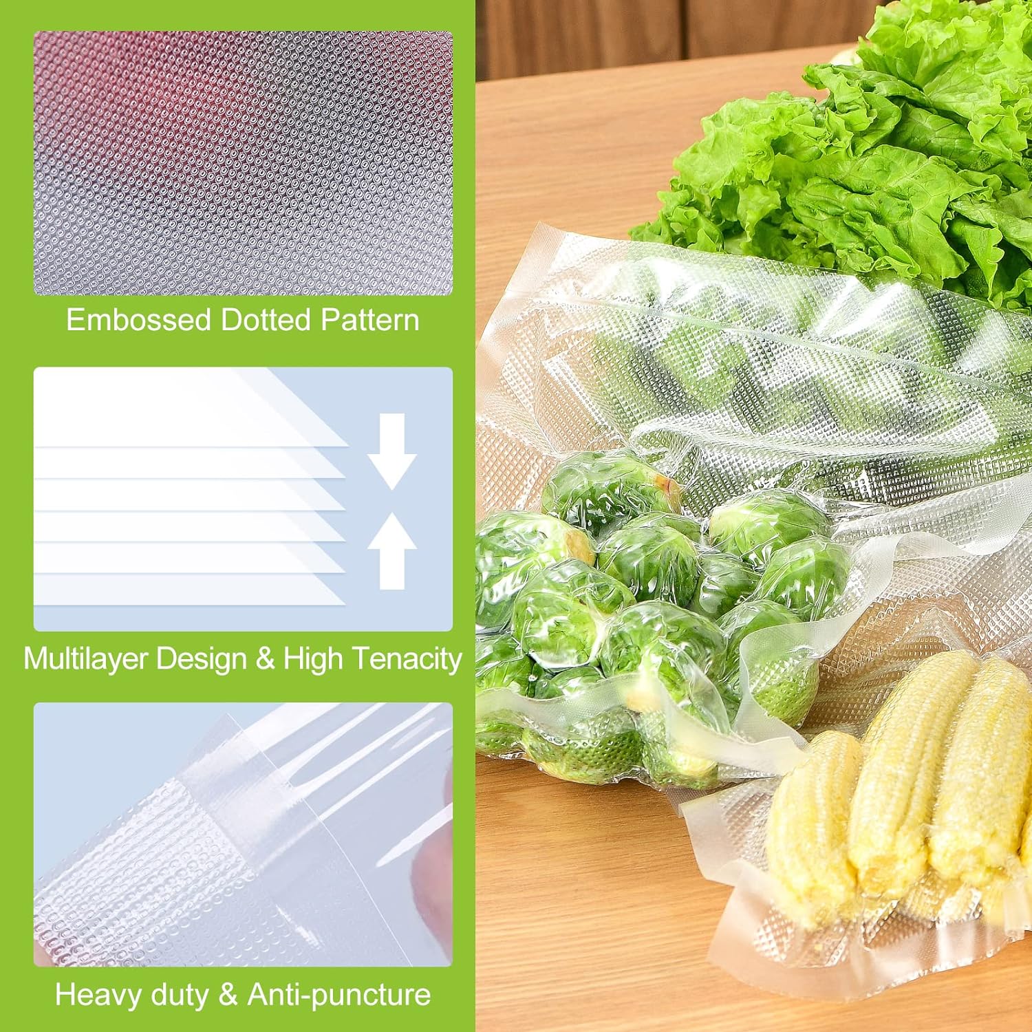 Bonsenkitchen Vacuum Sealer Bags Food Storage Rolls