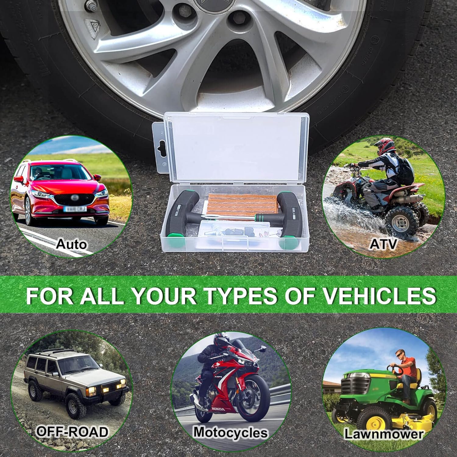 HolaKit Tire Plug Kit, 22PCS Compact Tire Repair Kit with Rubber Plugs