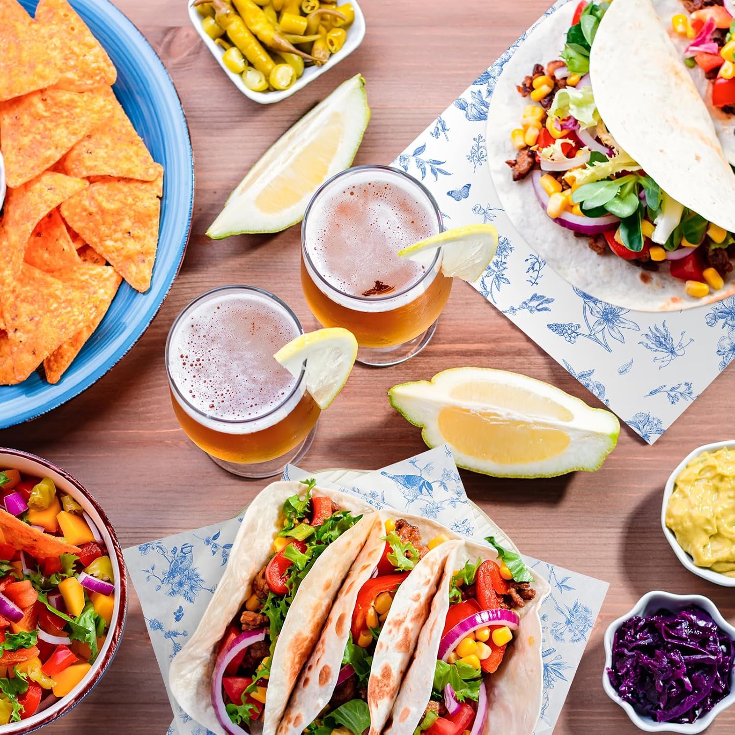 Floral Wax Paper Sheet for Food Chinoiserie