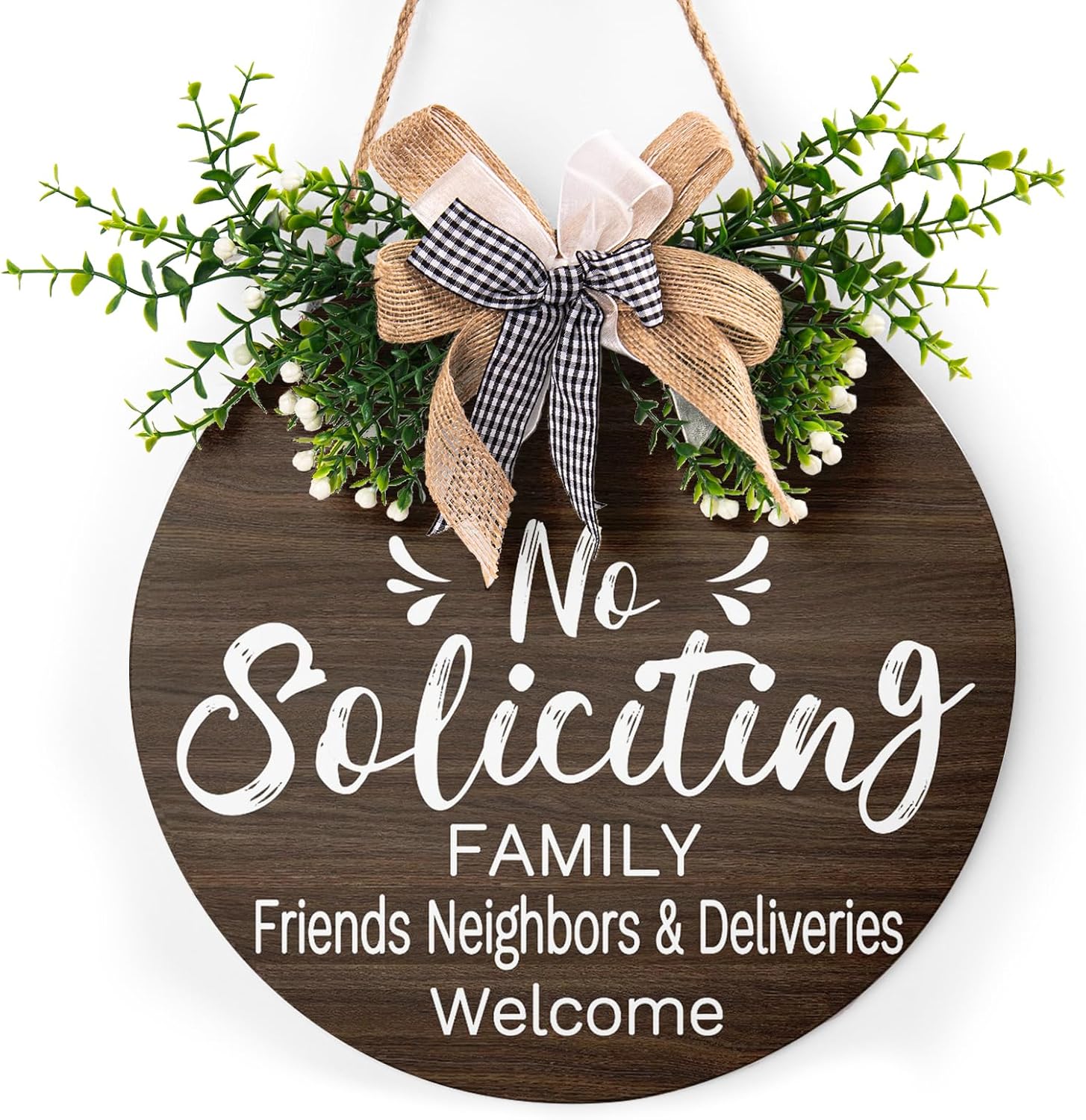 Round Wooden Farmhouse Welcome Door Sign