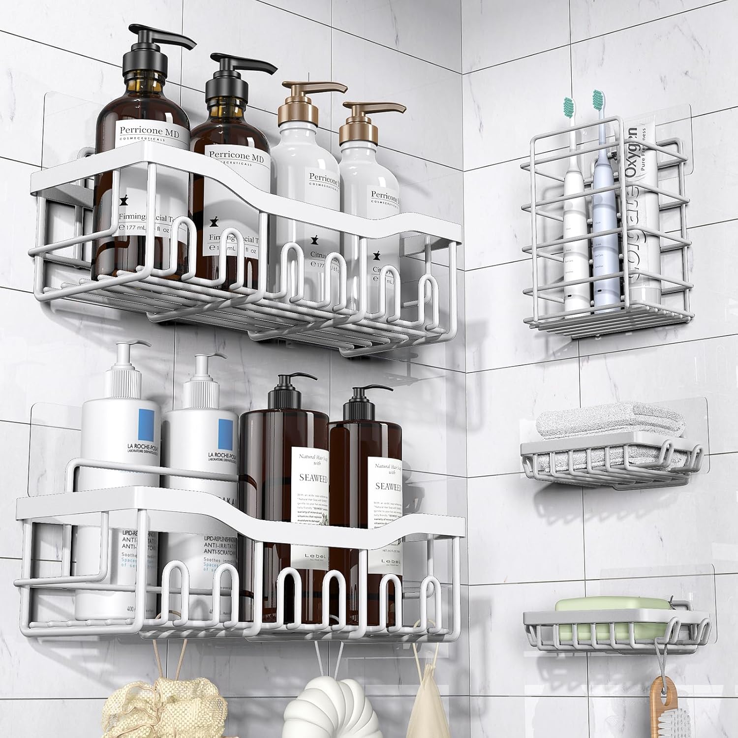 5-Pack Adhesive Shower Caddy