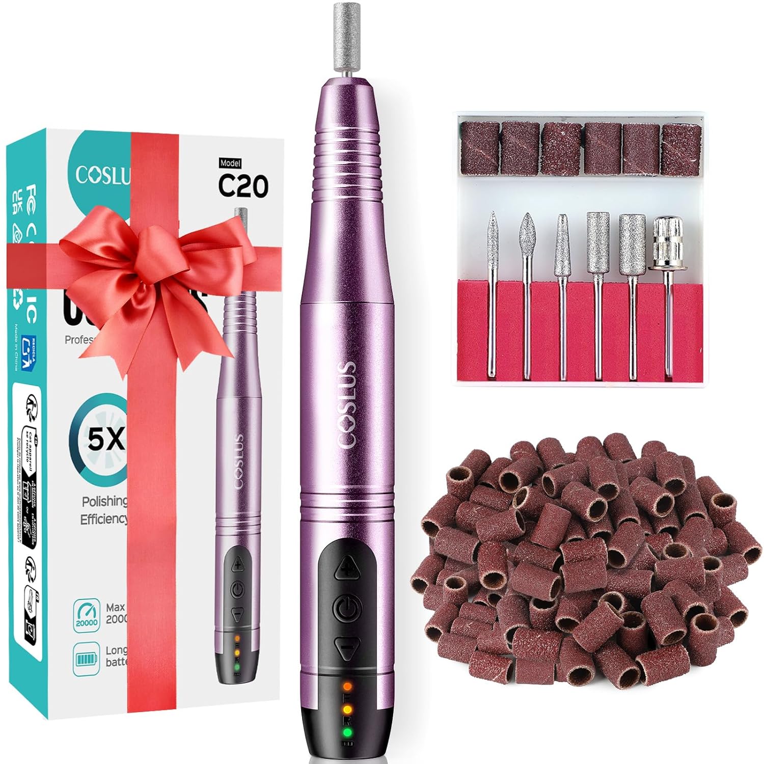 COSLUS Cordless Nail Drill Kit – Rechargeable Electric