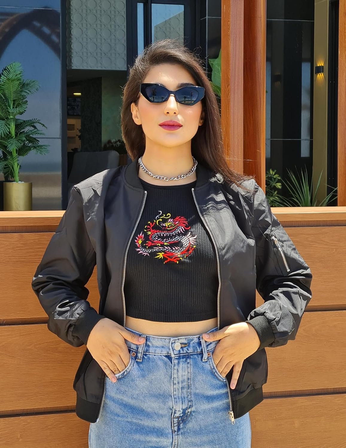 Zeagoo Women's Bomber Jacket Coat Zip