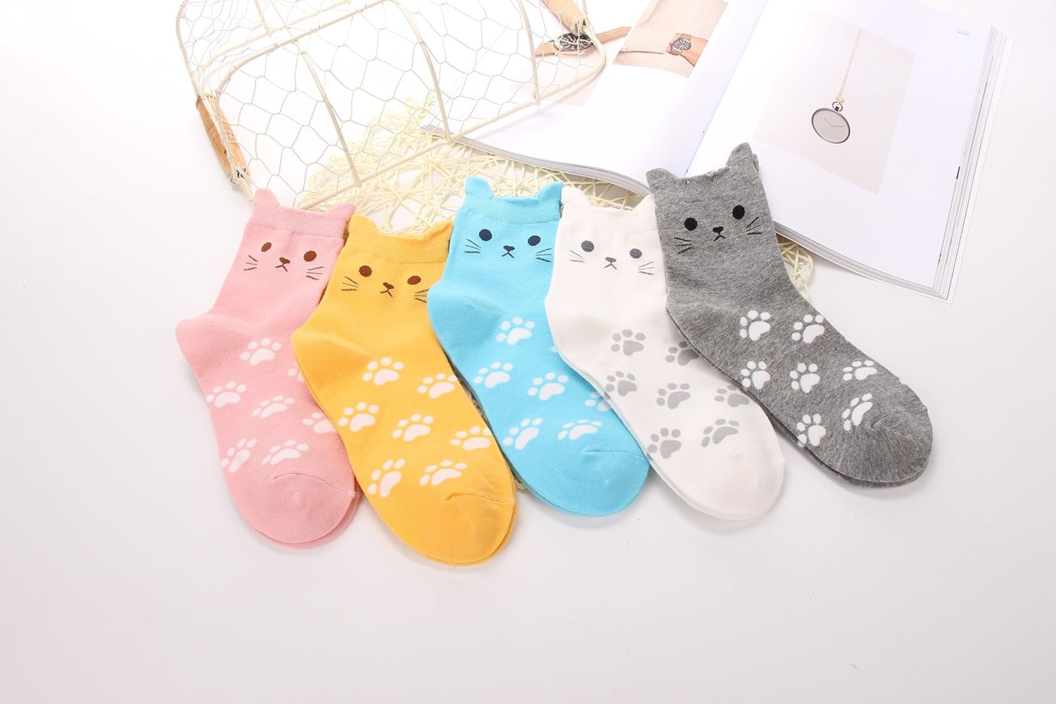 Jeasona Women's Cat Socks Cute Animal Socks