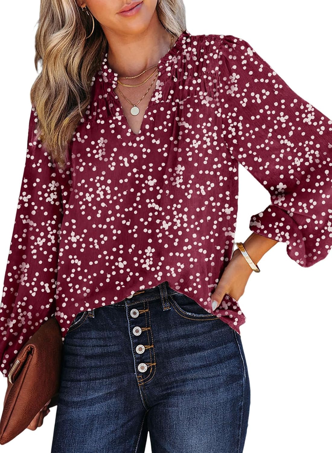 Long Sleeve Chiffon Floral Top Women