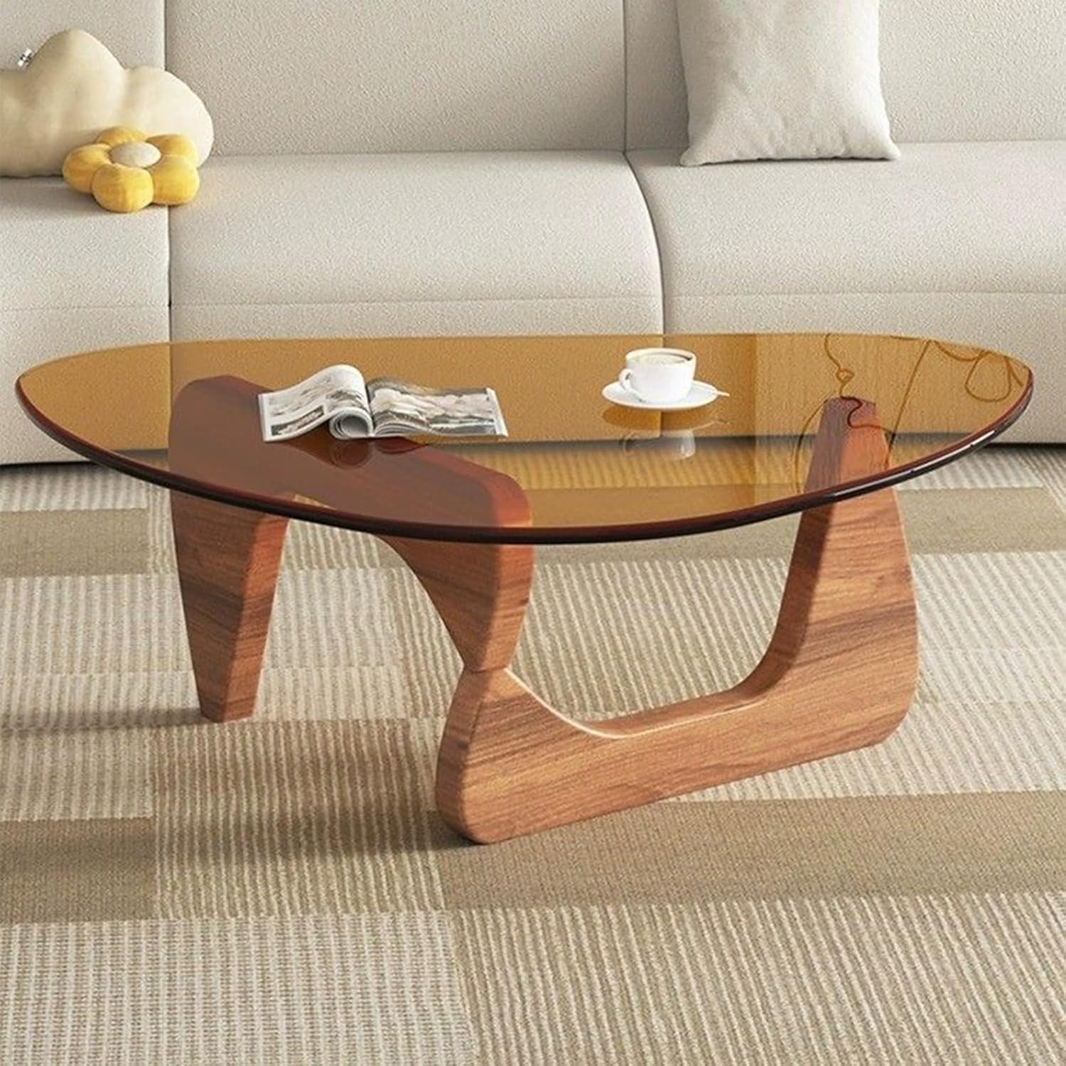 EASYSOUL Modern Glass Coffee Table for Living Room