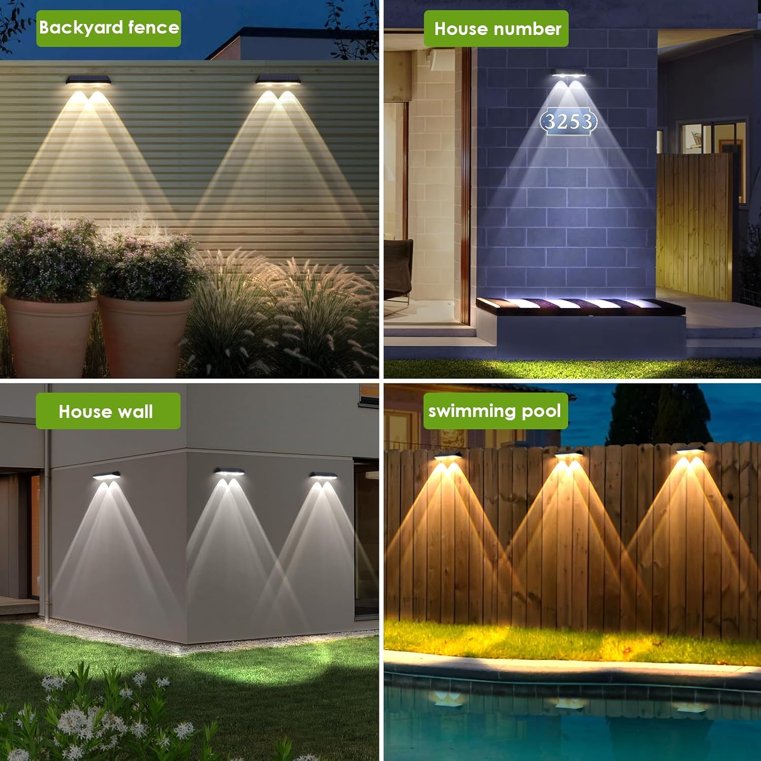 Solar Fence Lights Outdoor Waterproof LED Fence Light