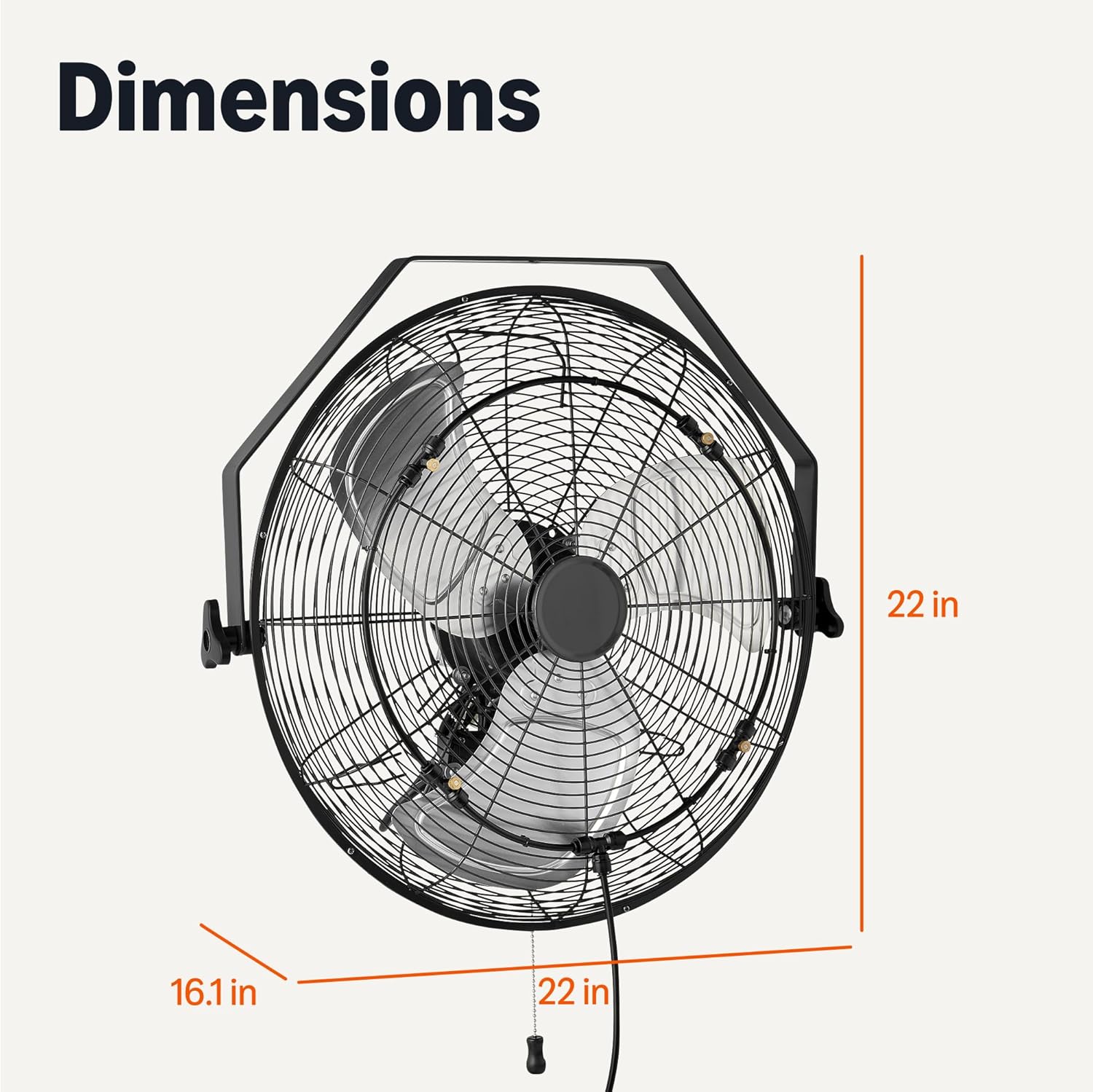 18" Outdoor Misting Fan Wall-Mounted Industrial Fan
