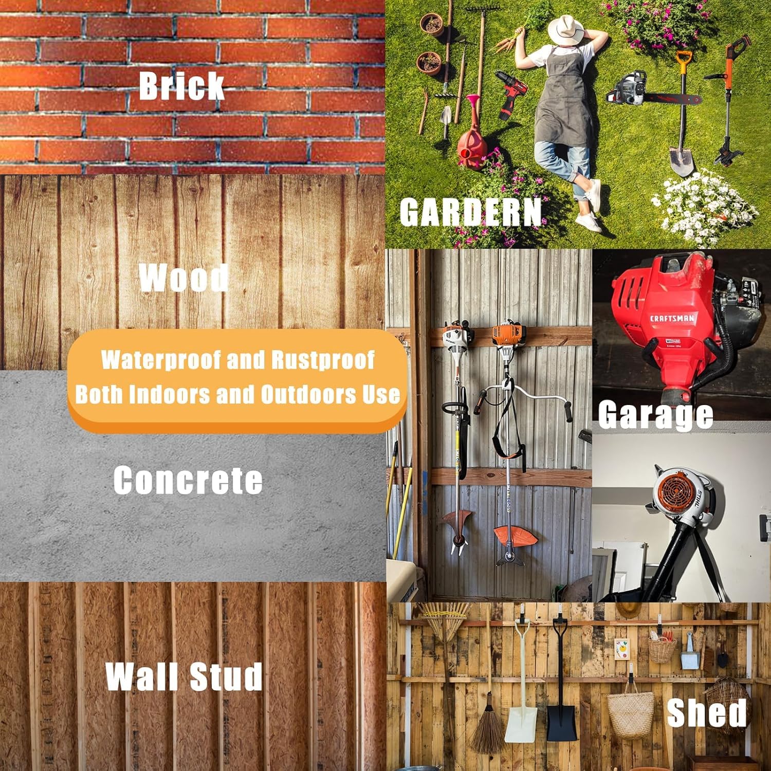 Garden Power Tool Hanger Garage Wall Hooks