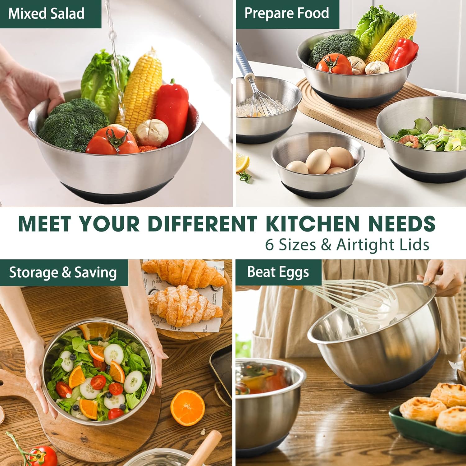 Umite Chef Mixing Bowls with Airtight Lids