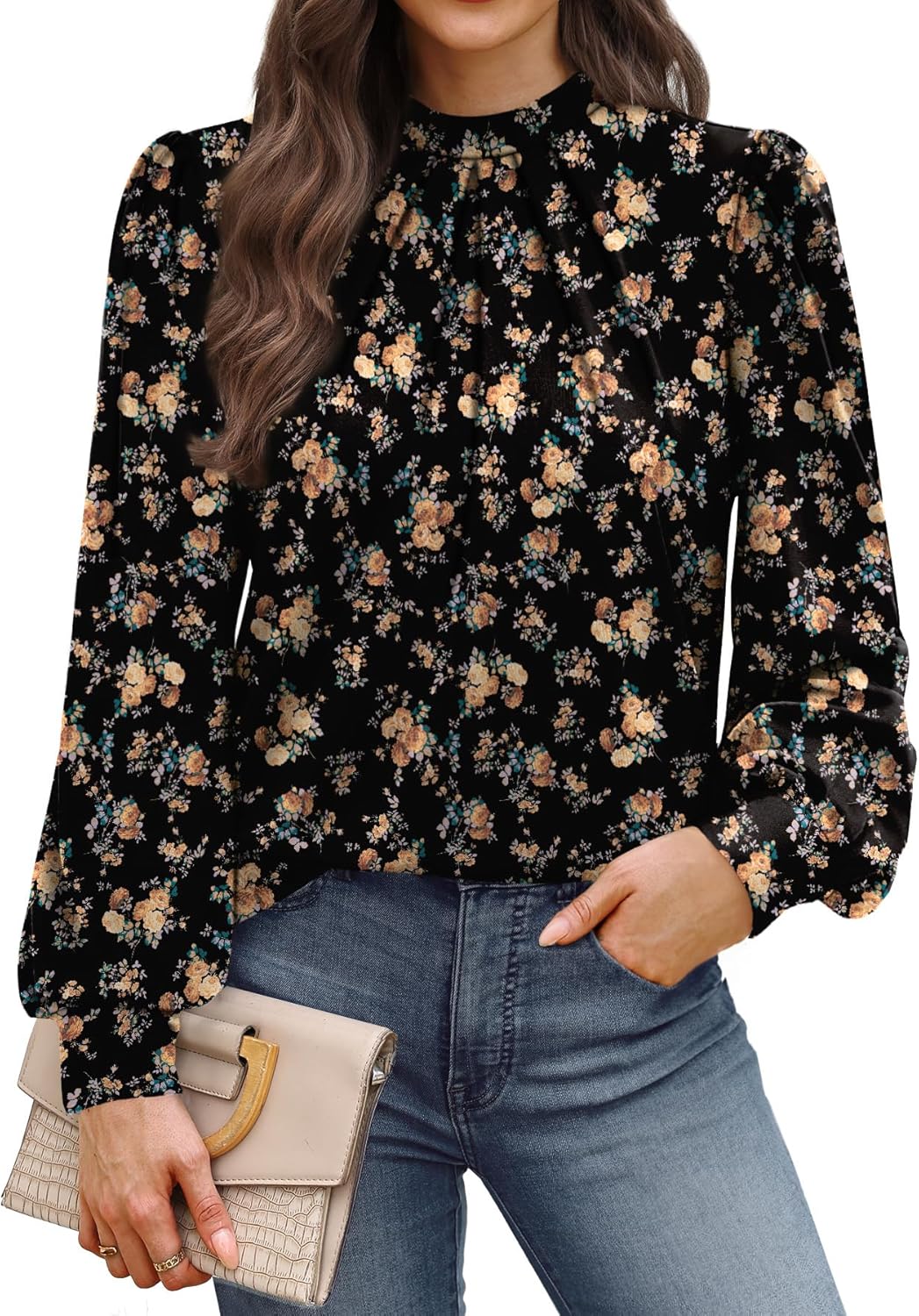 WIHOLL Women’s Mock Neck Blouse Top