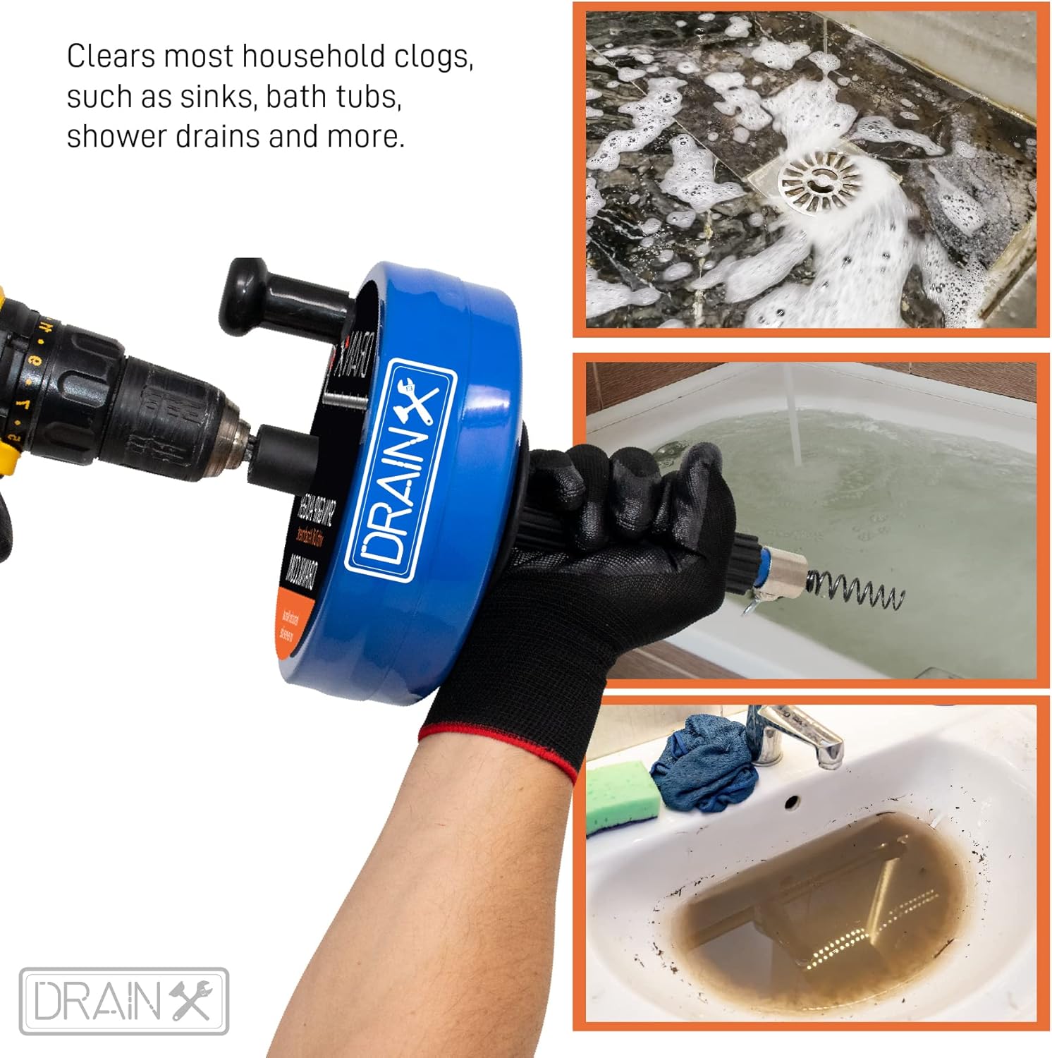 DrainX Steel Power Pro Drum Auger Plumbing Snake