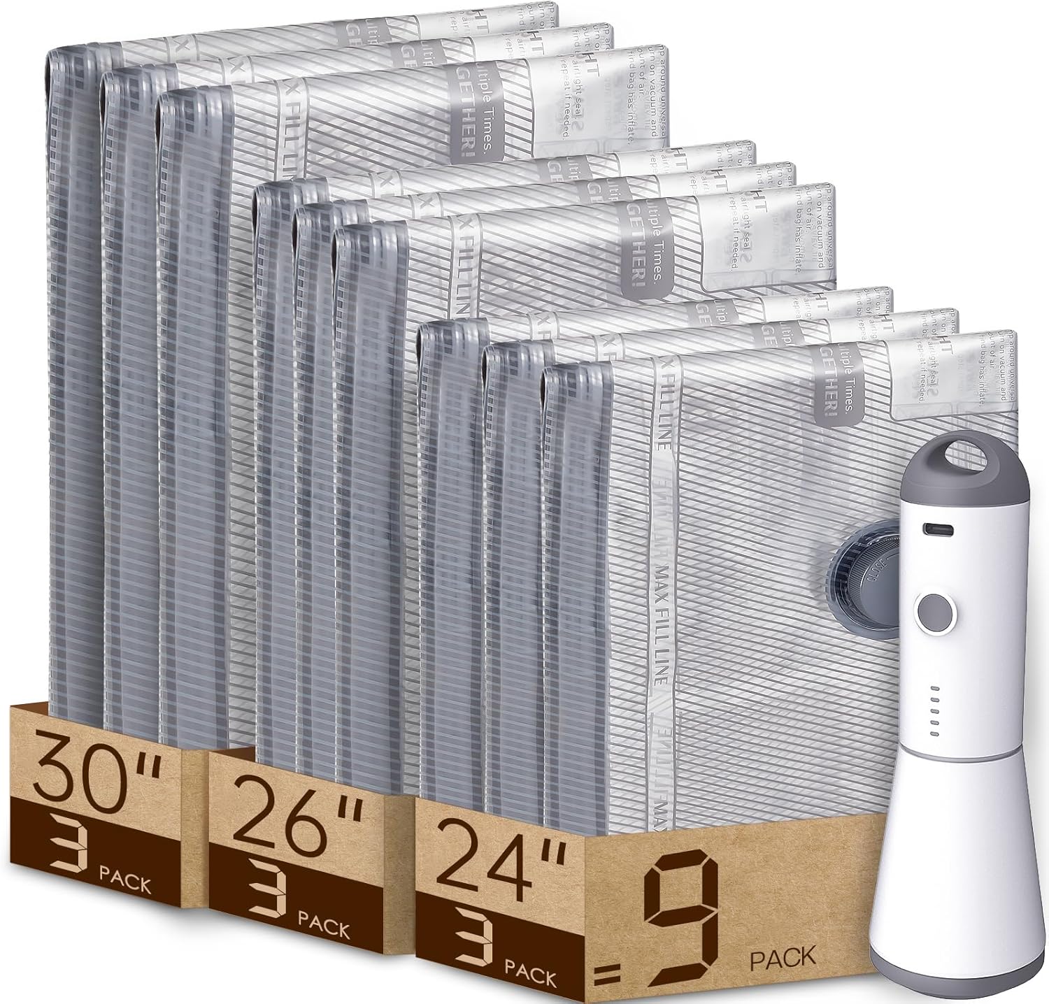 Vacuum Travel Bags with Rechargeable Pump