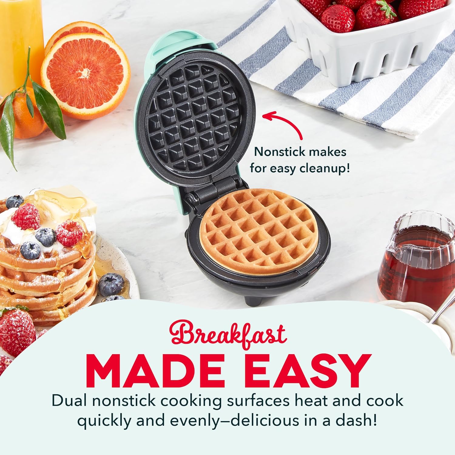 DASH Mini Waffle Maker 4" Nonstick Quick Heat-Up