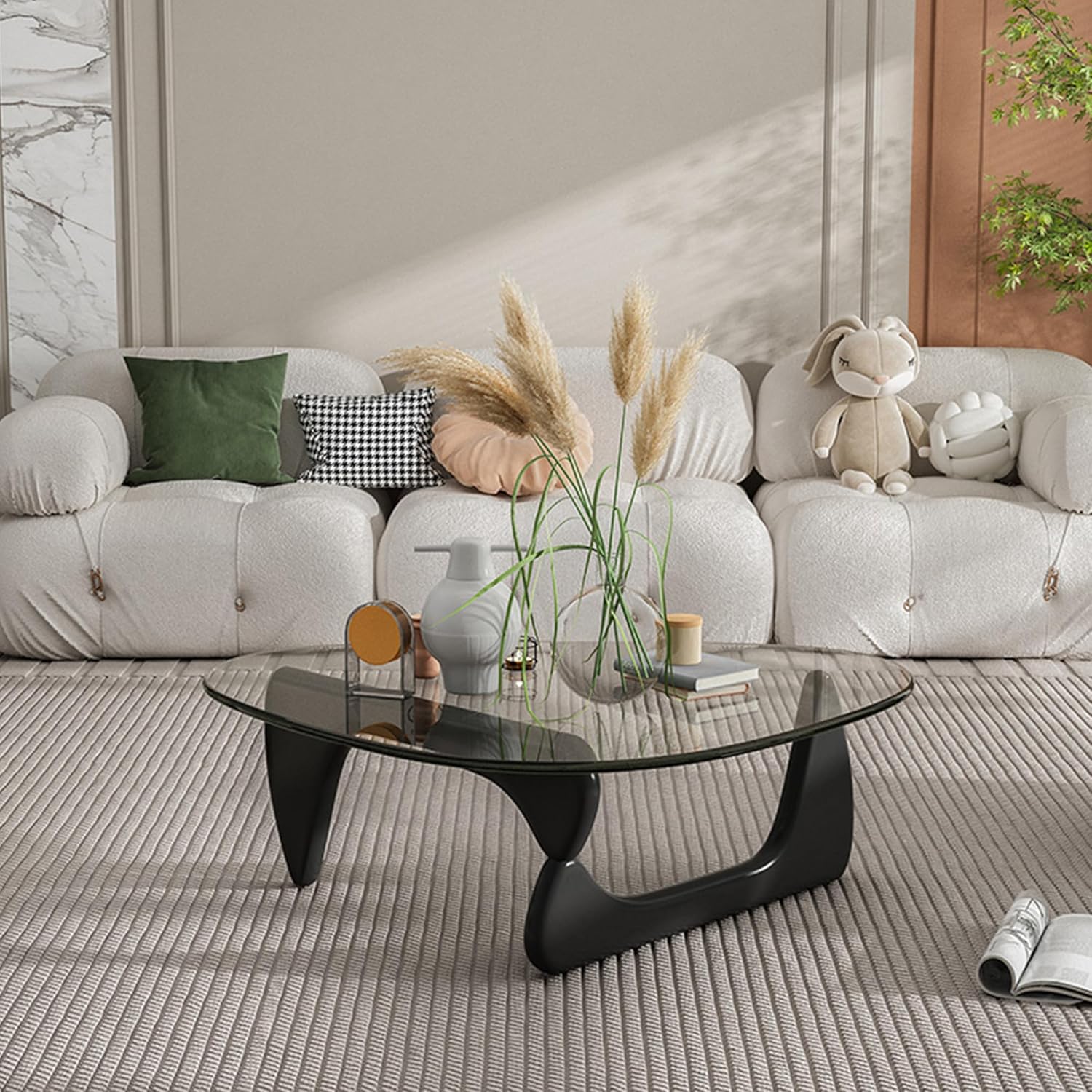 EASYSOUL Modern Glass Coffee Table for Living Room