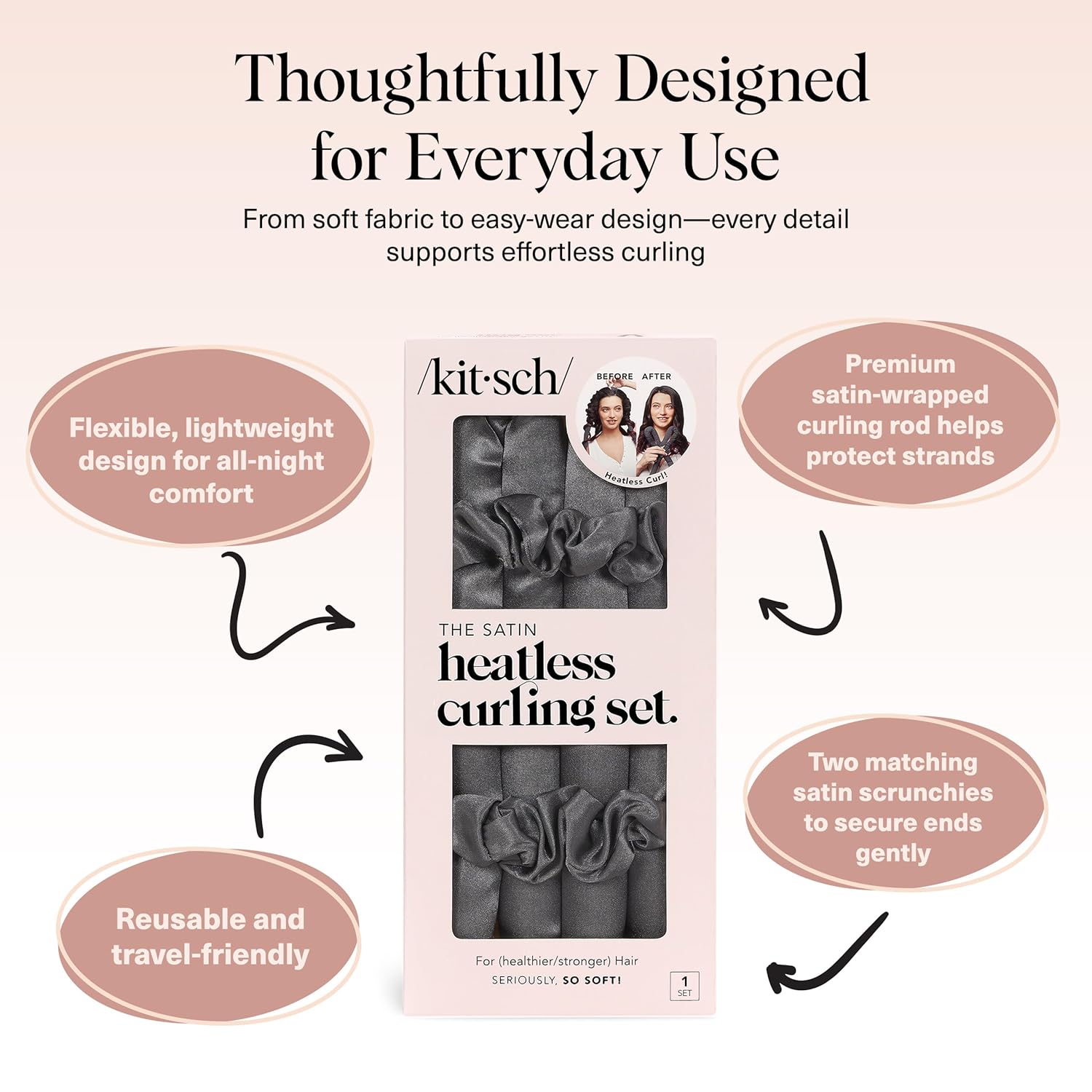 Kitsch Satin Heatless Curling Set